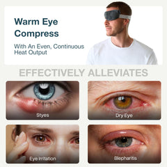 MyHalos heated eye compress microwave-safe panel heats evenly for quick soothing relief.