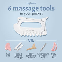 MyHalos lymphatic drainage tool promotes circulation and smoother-looking skin.