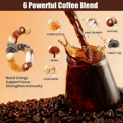 MYKORA Mushroom Coffee steaming cup with rich aroma and smooth texture.