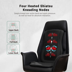 Mynt heated mode glows red during a soothing back massage