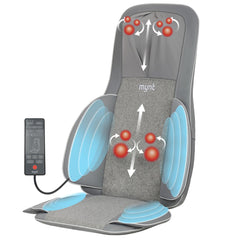 Mynt neck-back massager on a chair provides portable in-seat relief.