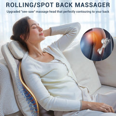 Mynt see-saw massage head demonstrates adaptive coverage for tense spots.