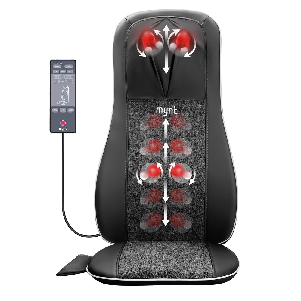 Mynt Shiatsu neck and back massager with heat soothes stiffness after workouts