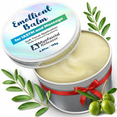 Myofascial Releaser emollient balm bottle offers a smooth glide for relaxing massage sessions and skin nourishment.