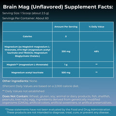 Brain Mag powder scoop showing 200 mg per serving