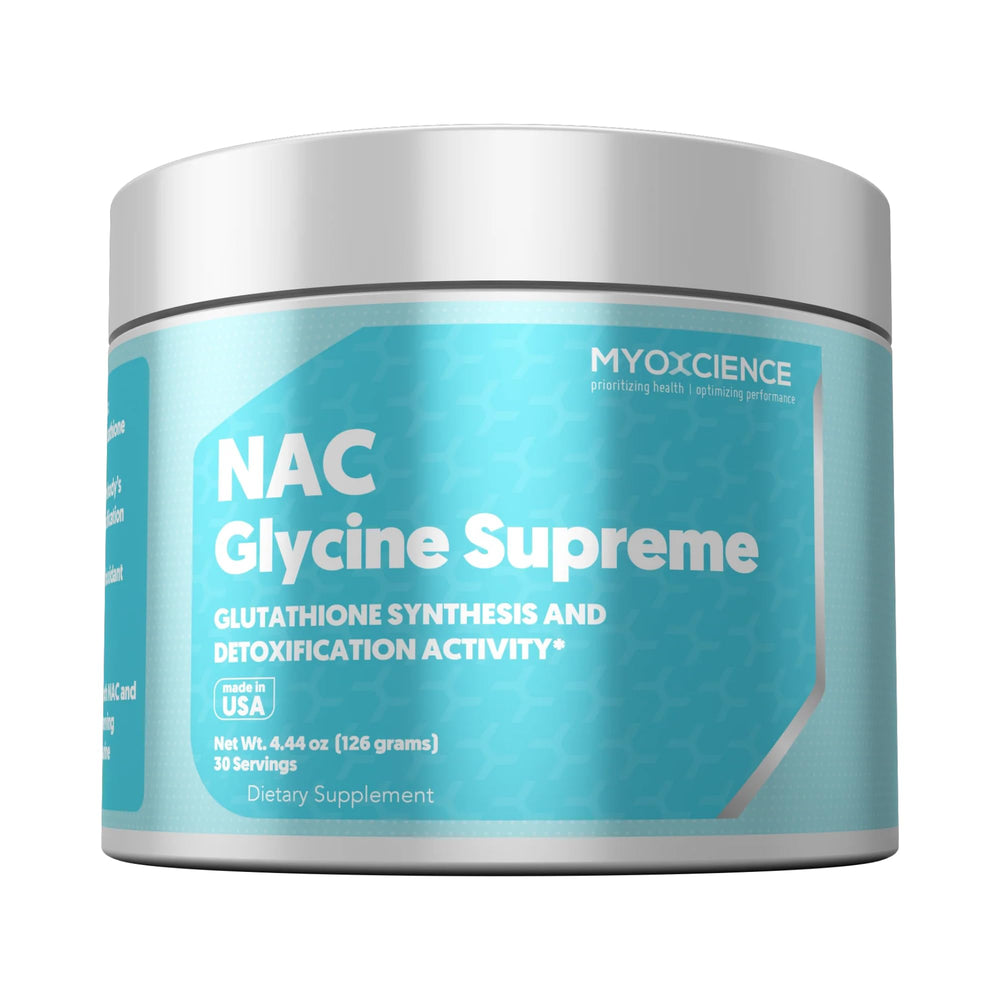 MYOXCIENCE NAC Glycine Supreme bottle for daily antioxidant support.