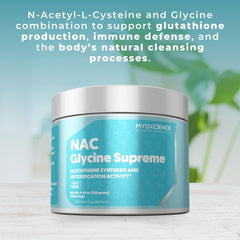 Close-up of MYOXCIENCE NAC Glycine Supreme powder ready to dissolve.