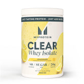 Myprotein Clear Whey Isolate Lemonade bottle shows a refreshing post-workout drink