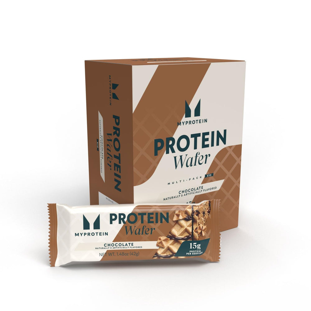 Myprotein Crispy Wafers box packaging for a convenient high-protein snack on the go