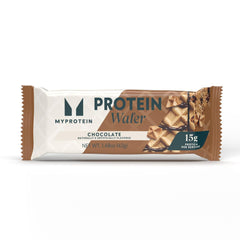 Myprotein Crispy Wafers dark chocolate coating closeup emphasizes satisfying texture