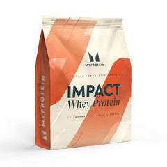 Myprotein Impact Whey tub front in chocolate flavor for tasty protein boost.