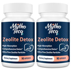 MythoTecq 2300mg detox capsules on a clean display, suggesting convenient daily detox support.