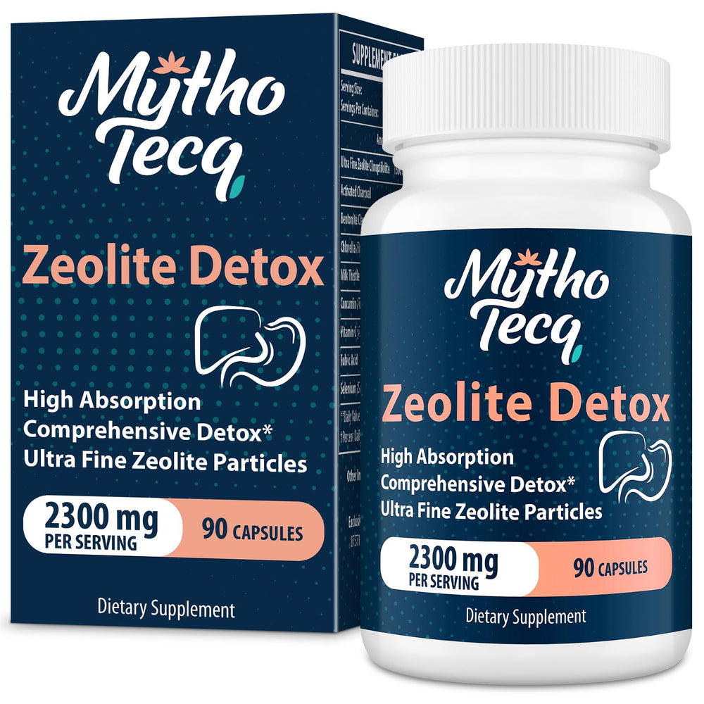 MythoTecq Zeolite Detox bottle front for full-body support.