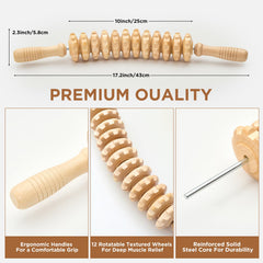 MZDXJ rodillo de madera para relajación muscular y alivio puntual.