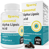 Naering liposomal alpha lipoic acid 1400mg softgel bottle showcasing high-dose antioxidant delivery