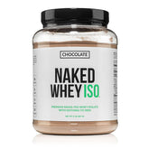 NAKED Chocolate Whey Isolate powder with scoop for a post-workout shake