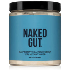NAKED Gut bottle label showing natural digestive support for daily wellness.