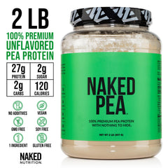 NAKED Pea shake with fruit in glass, showcasing customizable flavor.