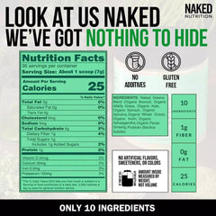 NAKED Super Greens powder being poured into a glass of water for a quick boost