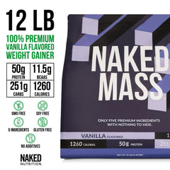 NAKED Vanilla Mass powder being dispensed from a scoop.