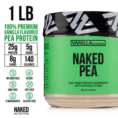 NAKED Vanilla Pea Protein mixed shake glass demonstrates creamy, dairy-free vanilla goodness