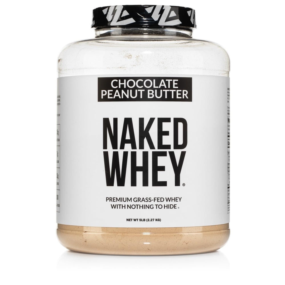 NAKED Whey Chocolate Peanut Butter powder base for a protein-packed shake.