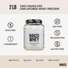 NAKED Whey unflavored powder label showing a single-ingredient protein.