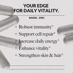 NAKED Zinc Carnosine ingredients label highlights minimal, clean ingredients with no additives.