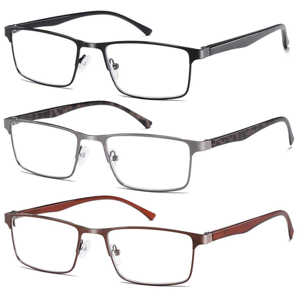 NaNaKo gafas de lectura para hombres con armazón de metal ligero para uso diario.