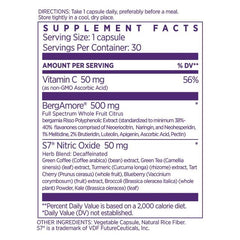 NAOMI Bergamot Plus label closeup highlighting patented BergAmore polyphenols.