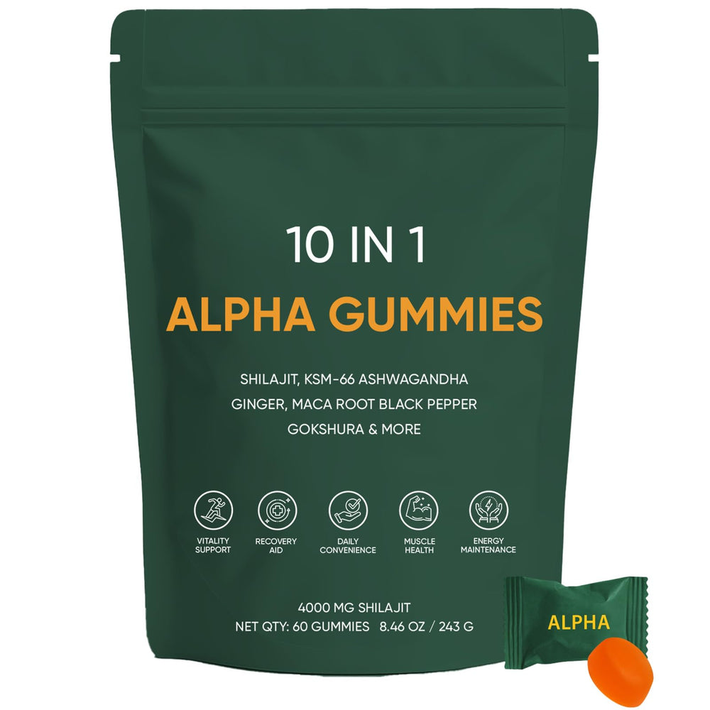 NAPEXIX Alpha Gummies bottle front view; convenient energy support for daily routines.