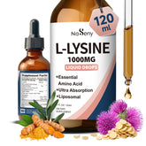 NaSeny L-Lysine Drops bottle with 4 oz, easy daily dosing for lips and skin support.