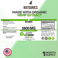 Natganics Organic Hemp Oil 3500mg cap close-up, mint flavor and clean formulation.