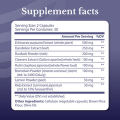 Nation Health MD Lymph MD capsules close-up showing plant-based formula.