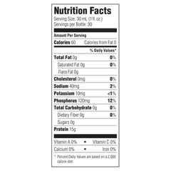 National Nutrition ProSource NoCarb liquid protein nutrition-facts panel.