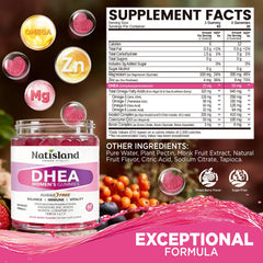 NATISLAND DHEA 25mg gummies pack designed for younger adults' easy daily use.
