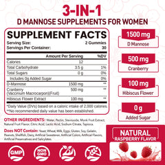Close-up of NATISLAND D Mannose gummies with raspberry flavor for a tasty daily option