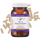 Native Remedies 10-in-1 sleep bottle pours, promoting calm relaxation before bed.
