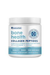 NativePath Bone Health Collagen bottle highlighting Fortibone and Verisol for bone support.