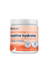 NativePath Native Hydrate tub label highlighting vitamins and zero sugar benefits.