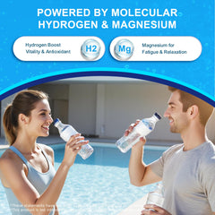 Natprime hydrogen tablets in a glass with light foam for drink-ready hydration.
