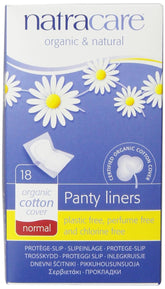 Natracare panty liners with breathable cotton cover for daily comfort.
