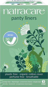 Natracare Panty Liners Mini cover shows organic cotton for breathable daily wear