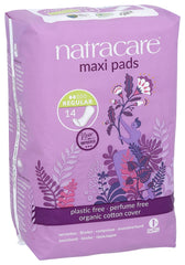 Natracare plant-based bag packaging keeps pads clean and eco-friendly.