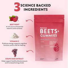 Natrava Beets+ Gummies pour demonstrating easy, mess-free serving.