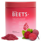 Natrava Beets+ powder bottle highlighting convenient daily energy support