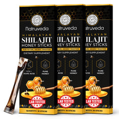 Natruveda Himalayan Shilajit Honey Stick packaging offers convenient energy-boosting on the go.