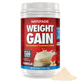 Naturade All-Natural Weight Gain Vanilla bottle front shows premium, calorie-rich shake for daily support