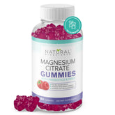 Natural BioScience sugar-free magnesium gummies bottle highlighting calming support for daily stress relief.