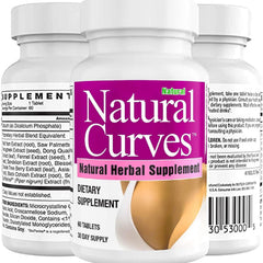 Natural Curves bust enhancer bottle pour showing easy daily dosing for fuller appearance